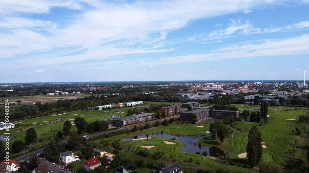 Blick über den Golfpark Dessau-Roßlau, Sachsen-Anhalt, Deutschland 2020
