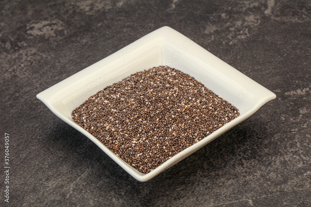 Seasoning chia seeds in the bowl Seasoning chia seeds in the bowl