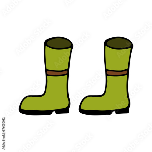 Green autumn shoes vector icon. Flat illustration of autumn boots in vector