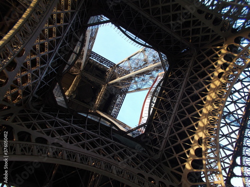 picture from underneath the eiffel tower paris france