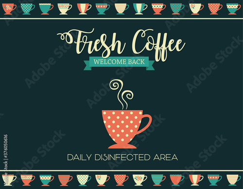 Fresh coffee cup, mugs collection, coffee shop