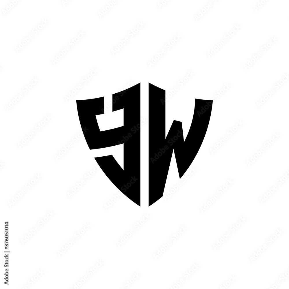 YW monogram logo with shield shape design template YW monogram logo with shield shape design template