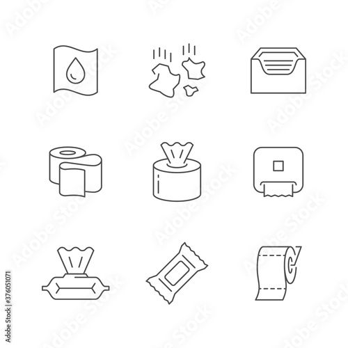 Set line icons of napkins and toilet paper