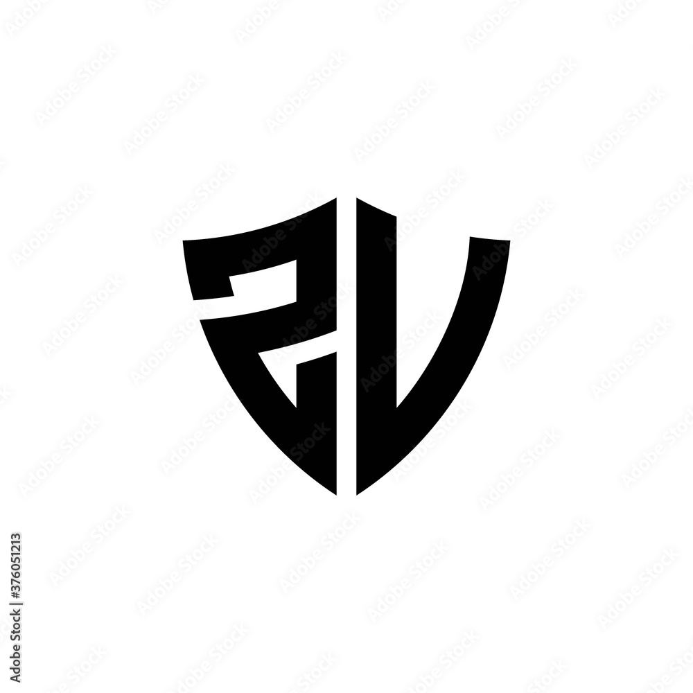 ZV monogram logo with shield shape design template ZV monogram logo with shield shape design template