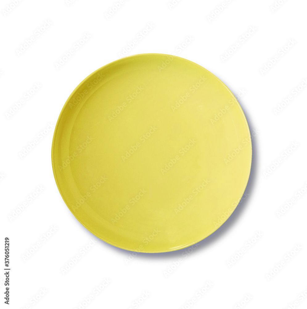 yellow plate isolated on a white background.
