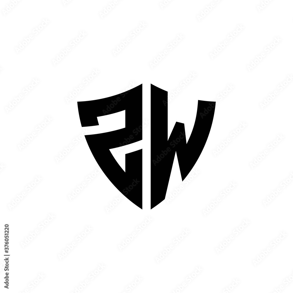 ZW monogram logo with shield shape design template ZW monogram logo with shield shape design template