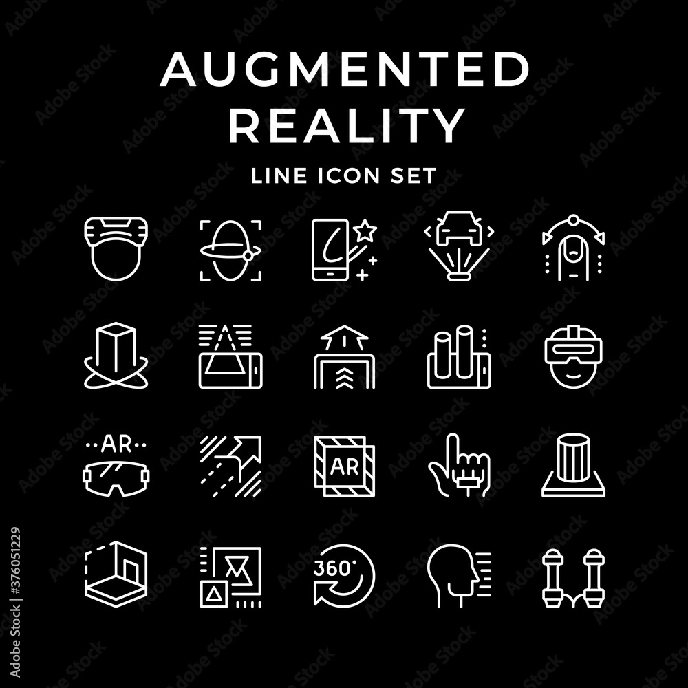 Set line icons of augmented reality Set line icons of augmented reality