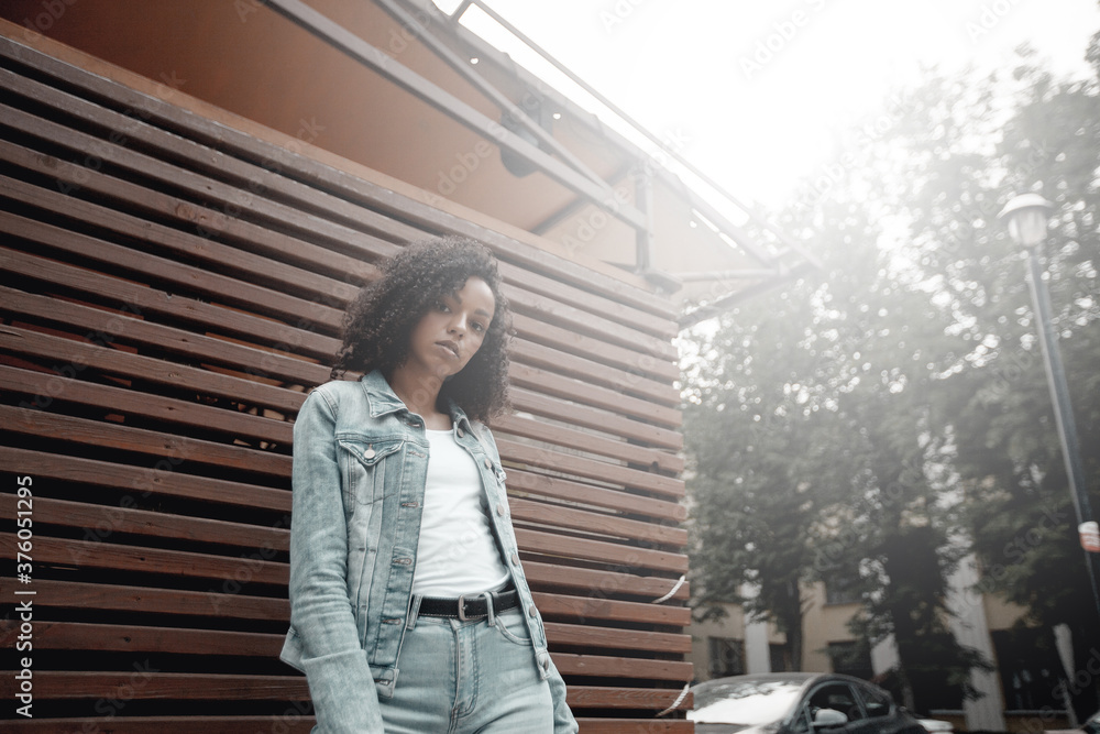 Black young pretty girl relaxing outdoor Black young pretty girl relaxing outdoor