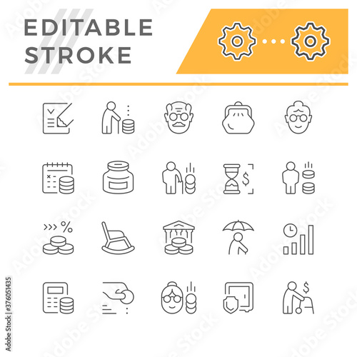 Set line icons of retirement or pension