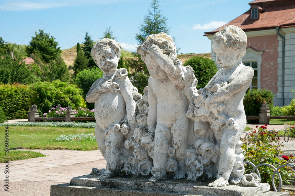 Sculptures in the garden of 17th century castle in the city of Zolochiv, Lviv region, Ukraine Sculptures in the garden of 17th century castle in the city of Zolochiv, Lviv region, Ukraine