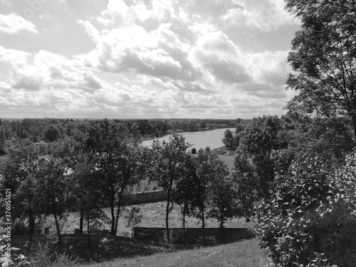 Bud River. Artistic look in black and white. photo