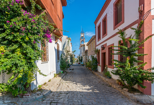 Fototapeta Naklejka Na Ścianę i Meble -  Bozcaada streets view. Bozcaada is populer tourist attraction in Aegean Sea.