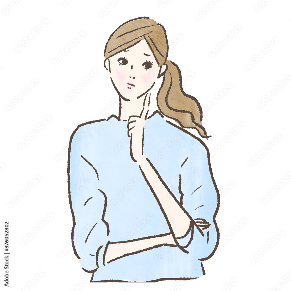 Illustration vector of a young woman thinking Illustration vector of a young woman thinking