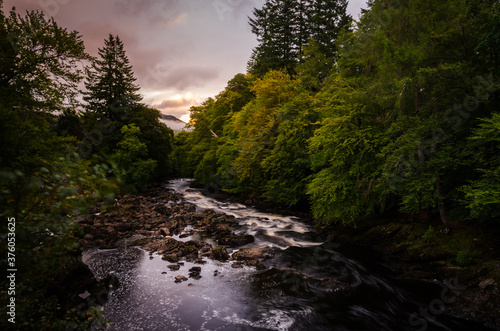 The Falls of Dochart at dusk, Killin, Highlands, Scotland