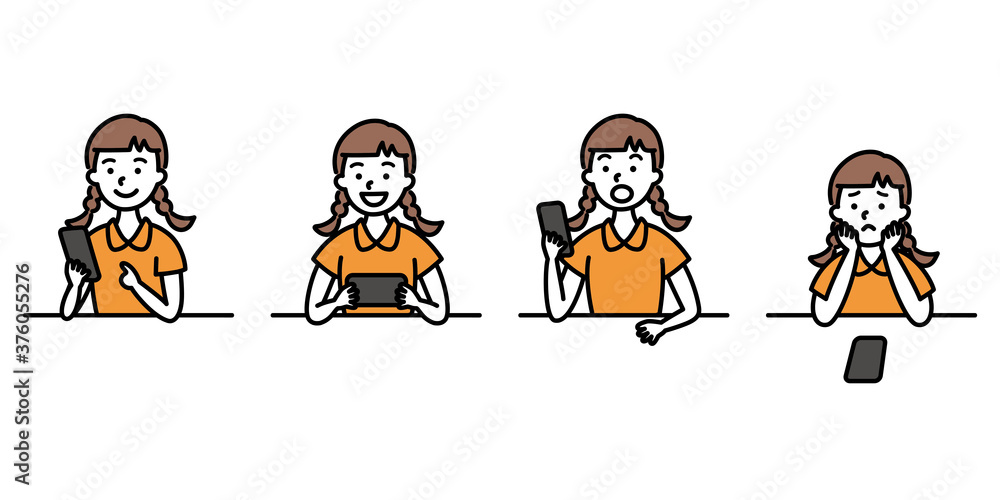 Naklejka premium 女の子Cとスマホ