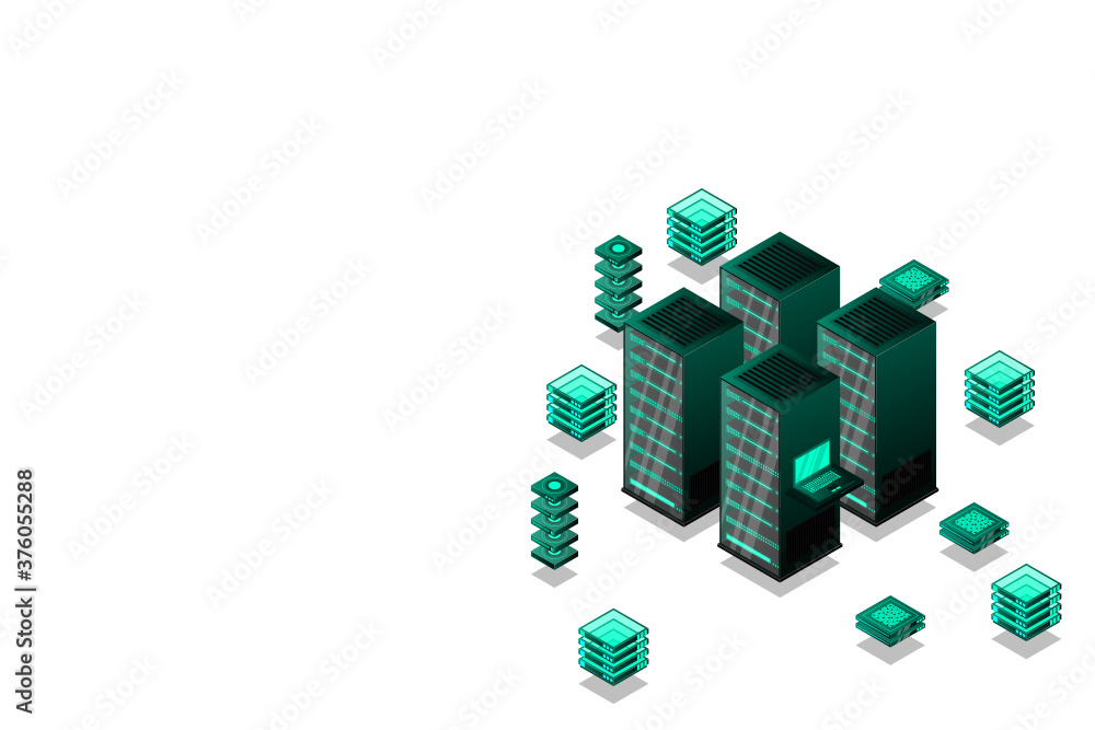 Cloud computing. Online backup secure computer internet hosting access apps networking 3d landing vector page. Isometric data cloud server, access to storage illustration Cloud computing. Online backup secure computer internet hosting access apps networking 3d landing vector page. Isometric data cloud server, access to storage illustration