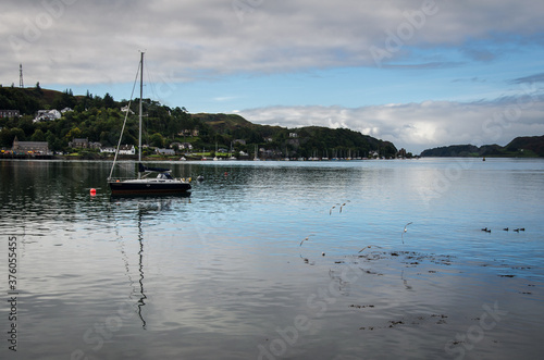 A beautiful view of the bay at Oban on a cloudy day, Scotland
