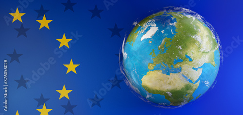 flag of Europe and world gl...