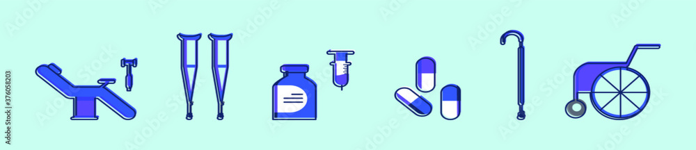 set of physiotherapy cartoon icon design template with various models. vector illustration set of physiotherapy cartoon icon design template with various models. vector illustration
