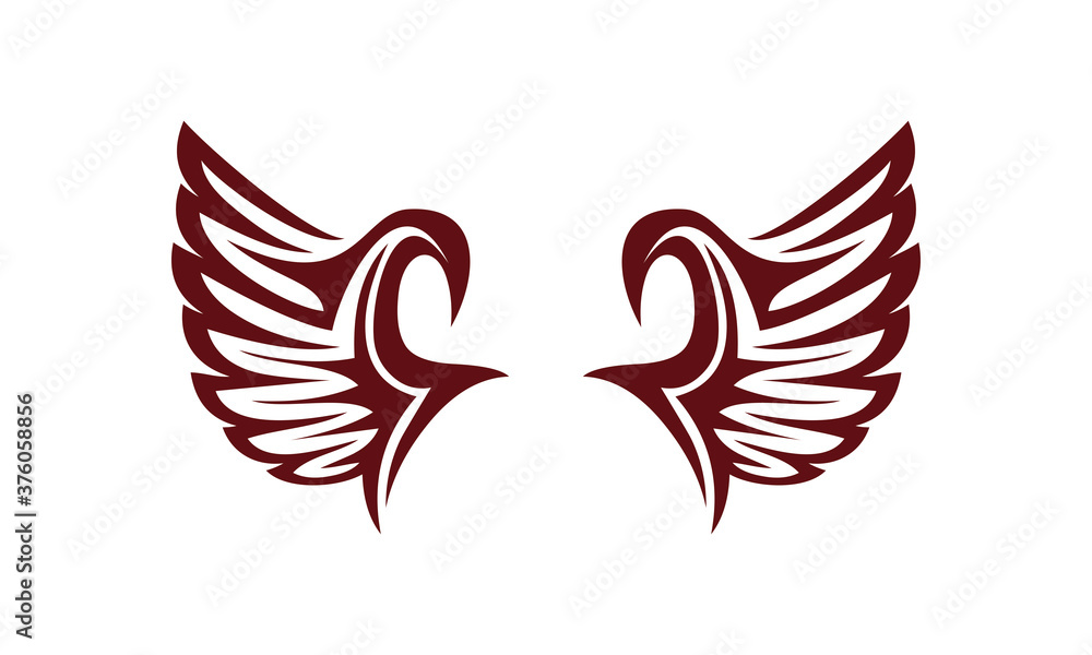 Obraz premium flying wings vector logo