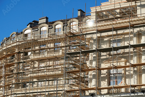 scaffolding and new building as background