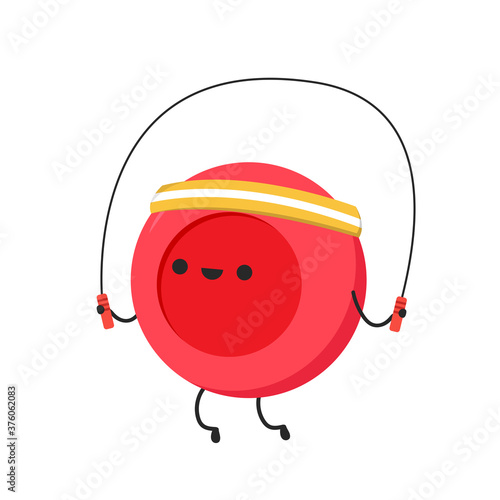 Red blood cell character design. Red blood cell vector. free space for text.