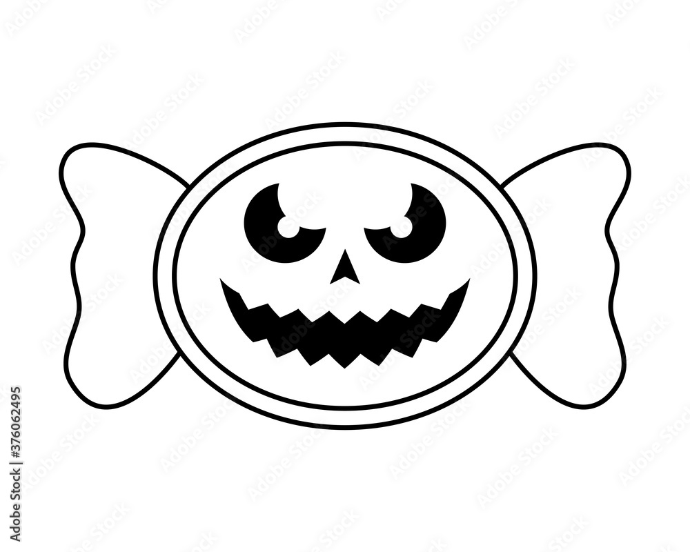 halloween sweet candy with face line style halloween sweet candy with face line style