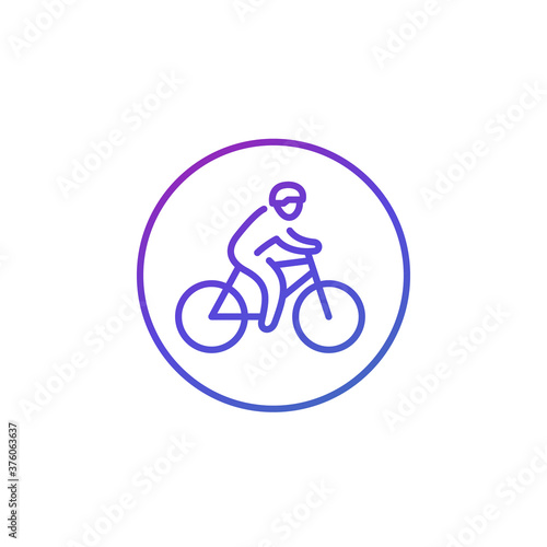 cyclist line icon on white