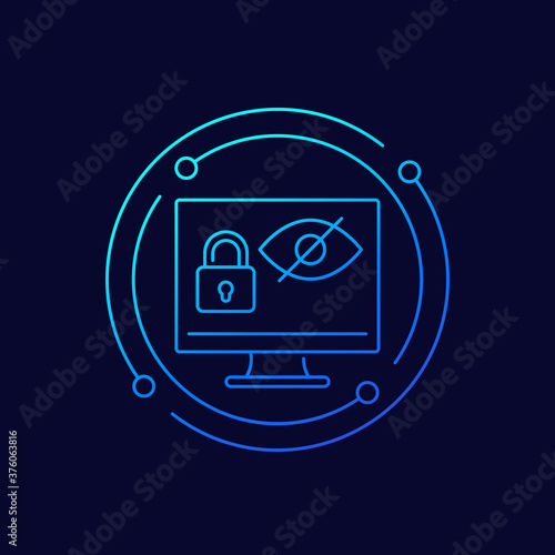 Parental control linear icon with eye and lock