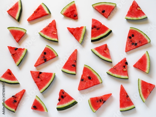 Watermelon slices in the background.Healthy natural food rich in vitamins Watermelon is a popular organic food product.