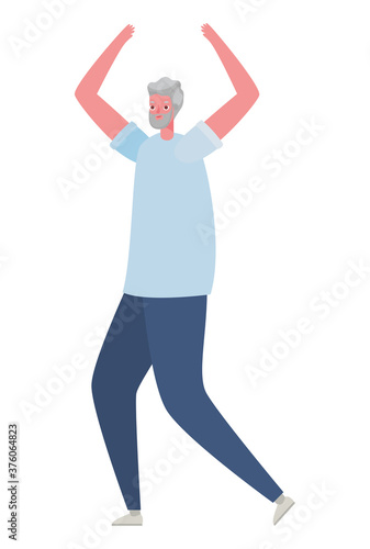 Senior man cartoon jumping vector design