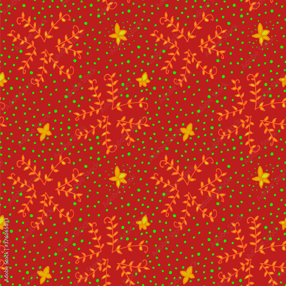 Vines and Flowers of Peace seamless pattern orange Vines and Flowers of Peace seamless pattern orange
