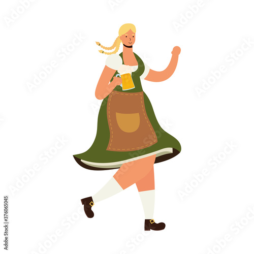 beautiful german blond woman drinking beer character