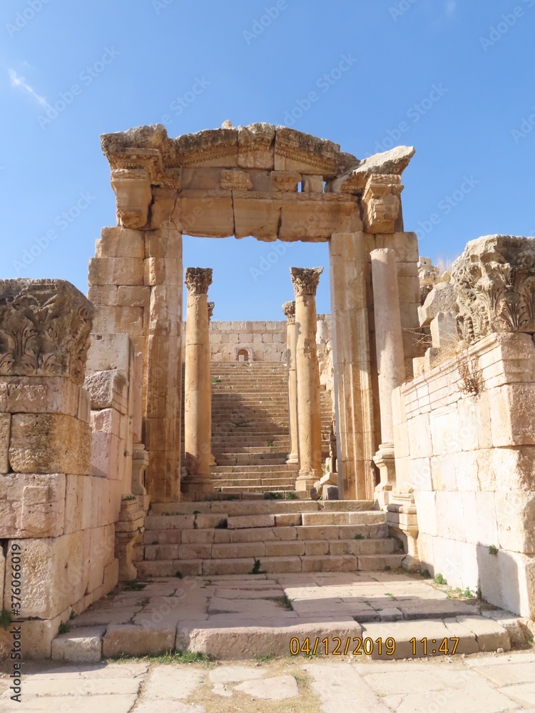 Obraz premium dettaglio del sito archeologico di Jerash, Giordania.