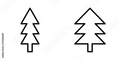 Iconos del árbol de Navidad. Conjunto. Ilustración vectorial estilo lineas