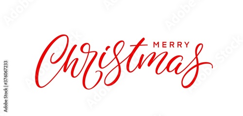 Merry Christmas text for greeting card, poster, postcard and banner. Modern Xmas holiday lettering.