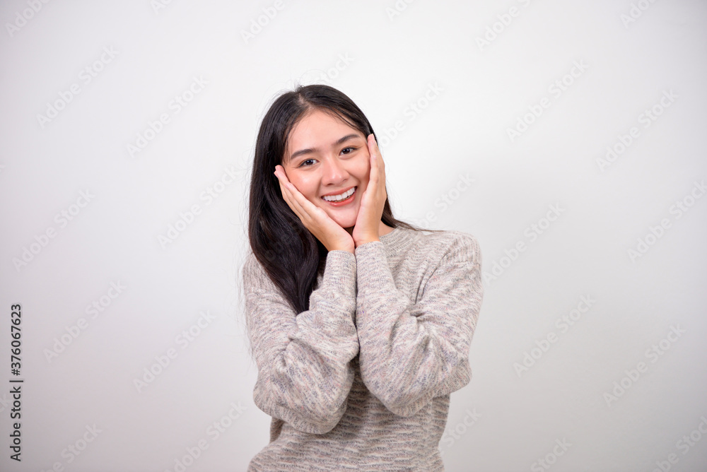 woman show heart in valentine day. woman show heart in valentine day.