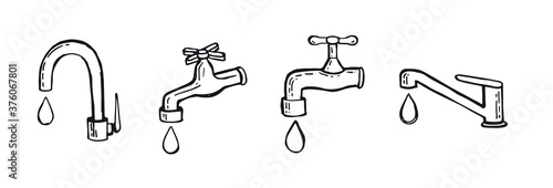 Water tap with drop, vector illustration 