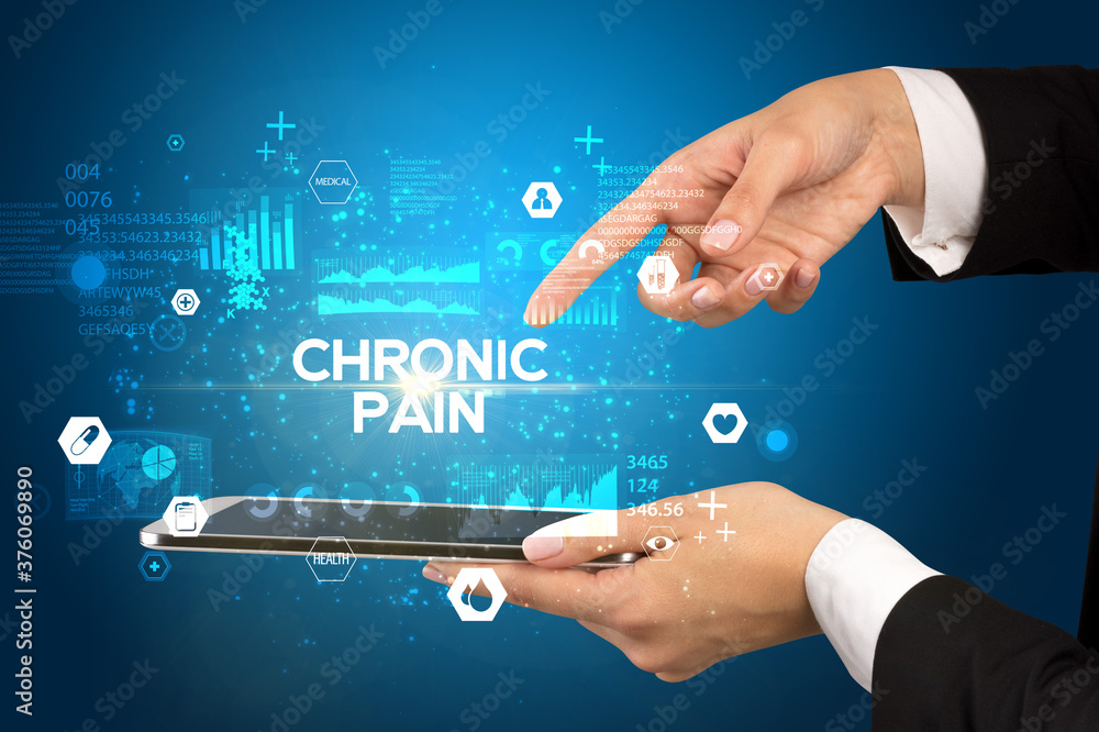 Close-up of a touchscreen with CHRONIC PAIN inscription, medical concept Close-up of a touchscreen with CHRONIC PAIN inscription, medical concept