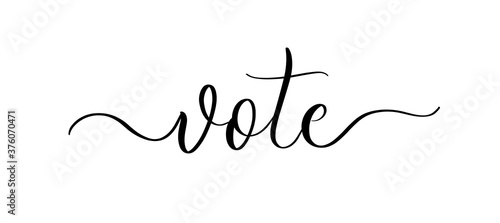 Vote - vector calligraphic inscription with smooth lines.
