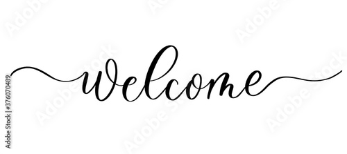 Welcome - vector calligraphic inscription with smooth lines. photo