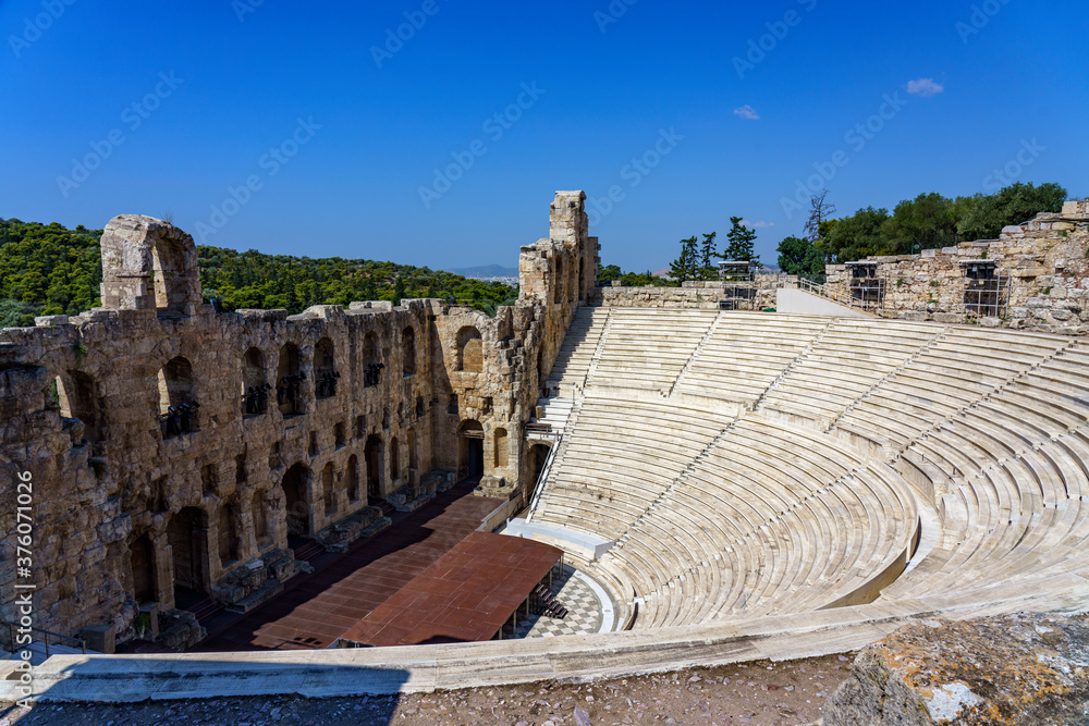 The ancient theater ruins in Athens, Greece