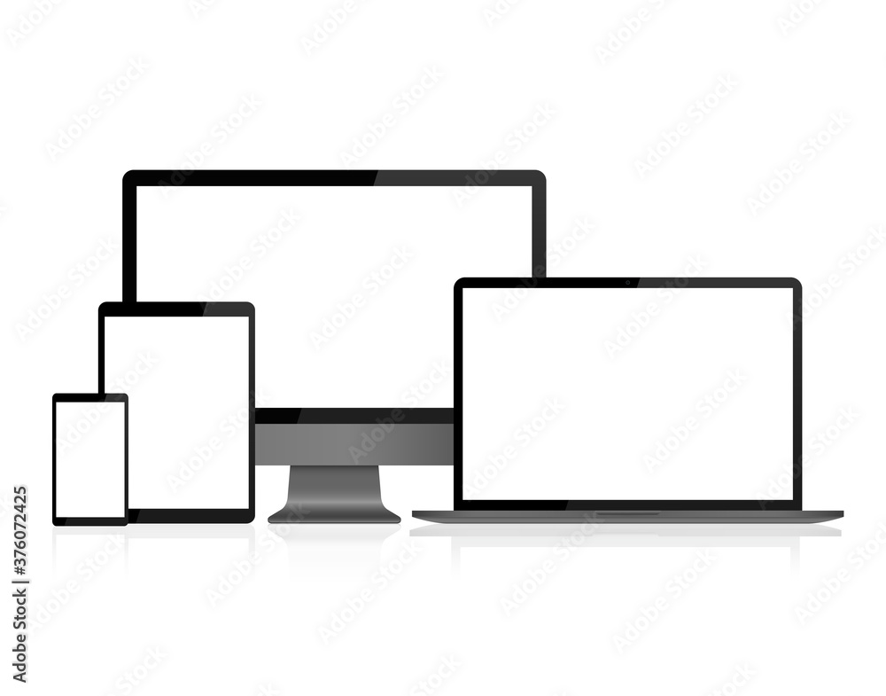 Realistic Vector Digital Tablet, Mobile Phone, Smart Phone, Laptop and Computer Monitor. Modern Digital Devices Isolated on a white background. Vector EPS 10 Realistic Vector Digital Tablet, Mobile Phone, Smart Phone, Laptop and Computer Monitor. Modern Digital Devices Isolated on a white background. Vector EPS 10