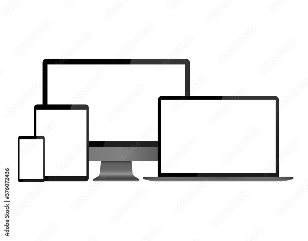 Realistic Vector Digital Tablet, Mobile Phone, Smart Phone, Laptop and Computer Monitor. Modern Digital Devices Isolated on a white background. Vector EPS 10 Realistic Vector Digital Tablet, Mobile Phone, Smart Phone, Laptop and Computer Monitor. Modern Digital Devices Isolated on a white background. Vector EPS 10