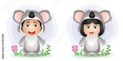 cute couple using the koala costume