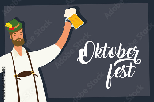 german man wearing tyrolean suit drinking beer character
