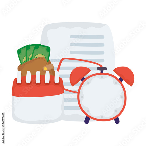 paper document file with financial icons