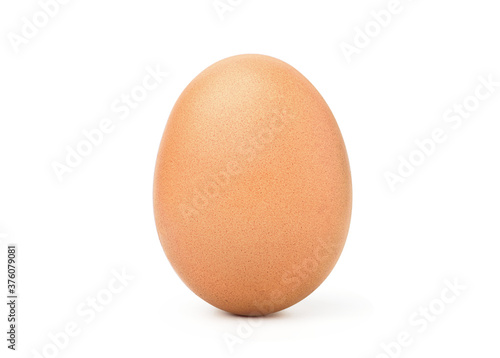 Close-up Vertical view of chicken egg isolated on white background. Clipping path.