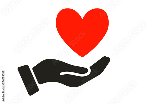 Save heart hand vector illustraion isolated. Health symbol heart illustration.