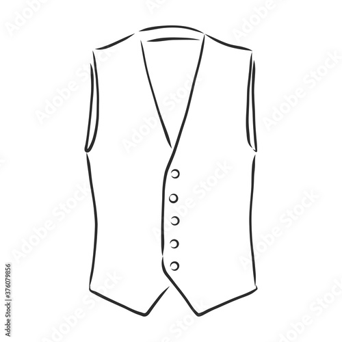 Waistcoat vector sketch icon isolated on background. Hand drawn Waistcoat icon. classic vest, vector sketch illustration